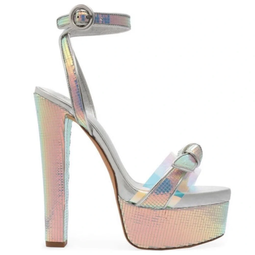 Alexandre Birman Clarita Metallic Leather Platform Sandals - Picture 1 of 15